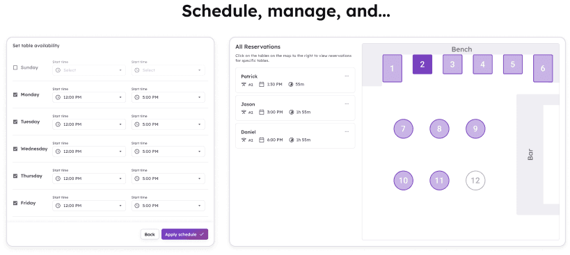 Reservation management interface